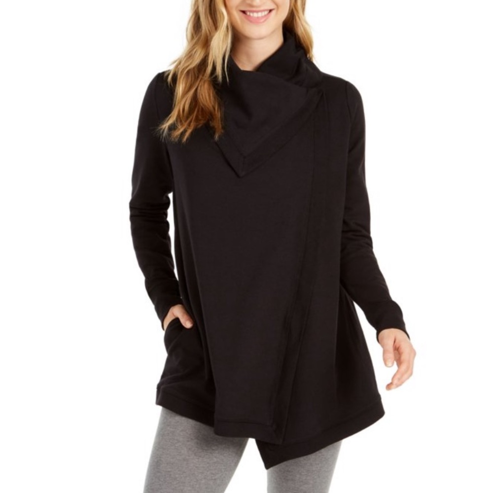 Ideology Womens Snap Long Sleeve Open Cardigan Top Black Size:S